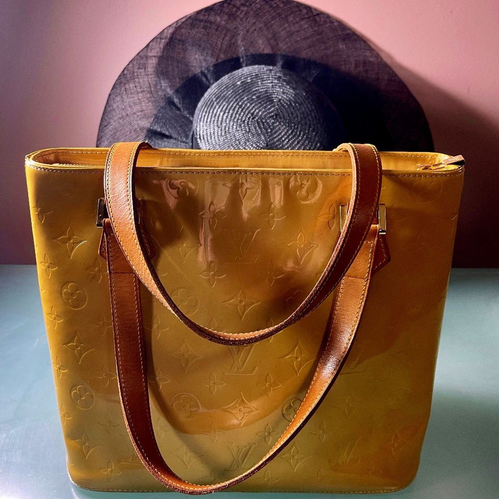 Louis Vuitton Shoulder Bag Handbag Vernis Houston Yellow Beige